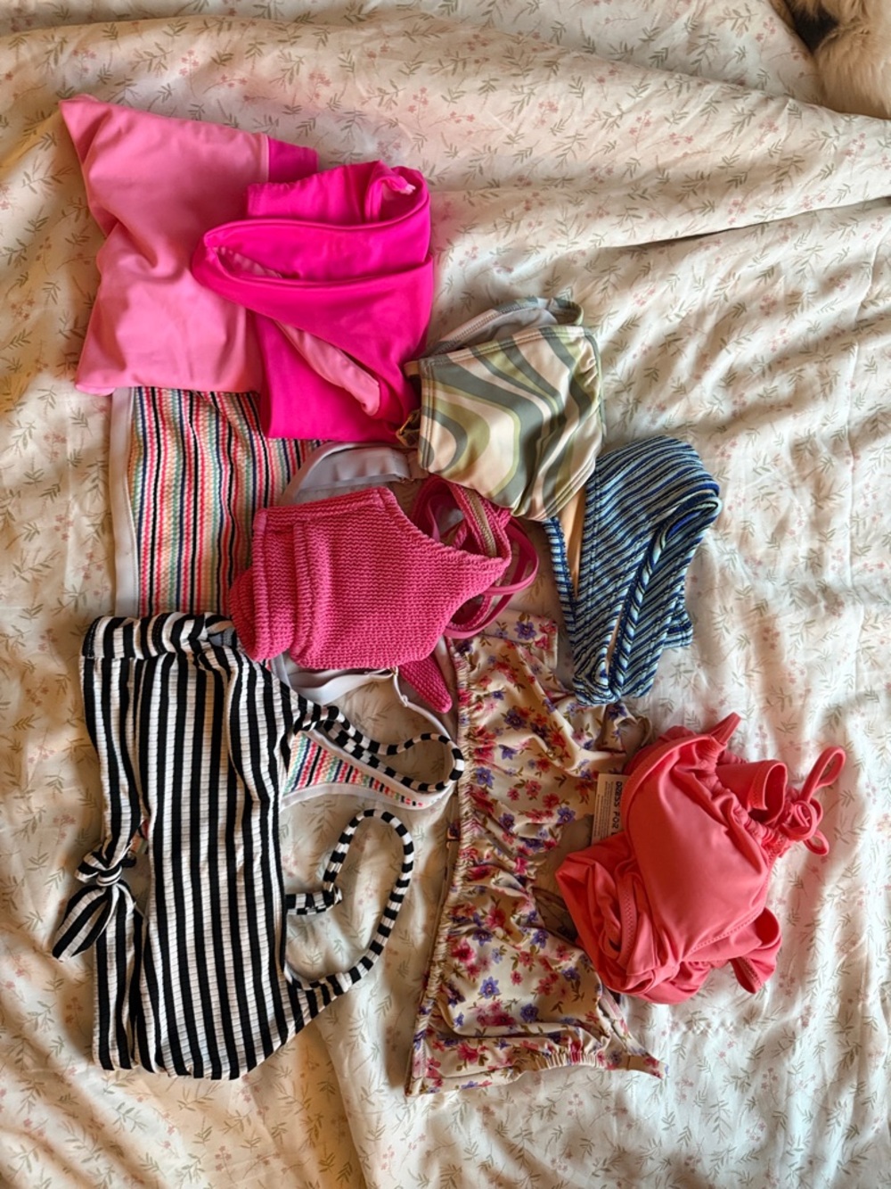 Mixed Women's Swimwear Lot - Pink, Coral, Stripes, Floral